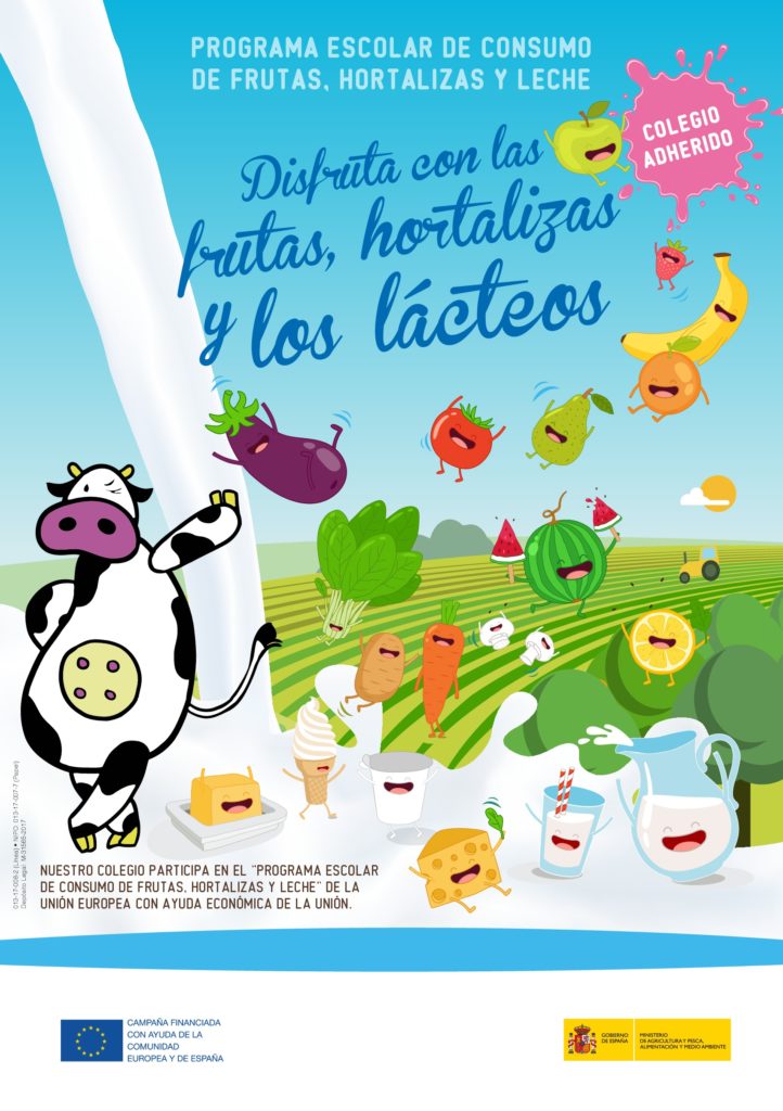 Cartel programa escolar de consumo de frutas, hortalizas y leche